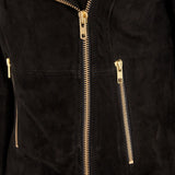 ONSTAGE COLLECTION Suede Jacket with gold zipper Jacket Black